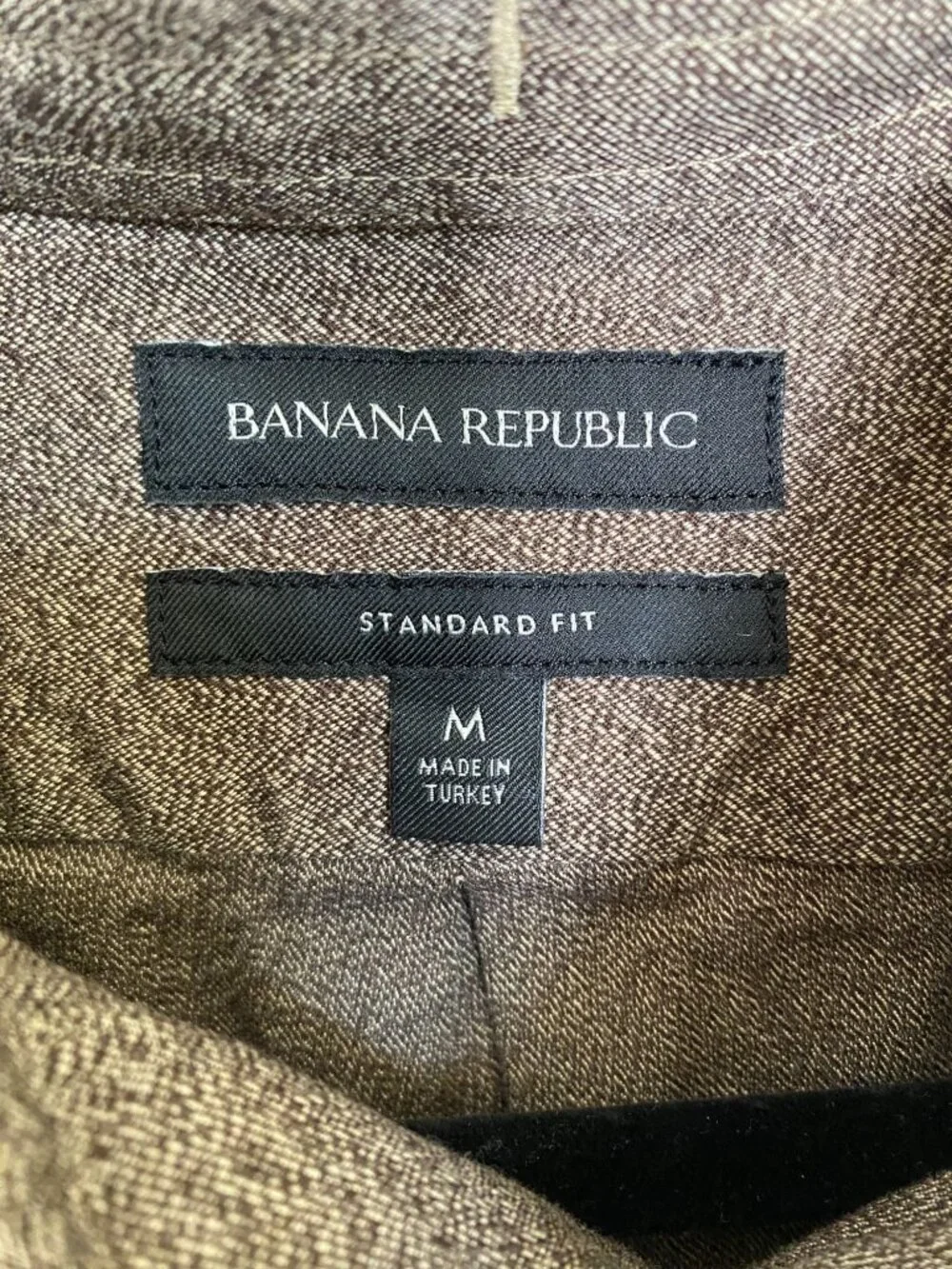 Banana Republic Mens Standard Fit Long Sleeve Button-Down Shirt M Brown Cotton